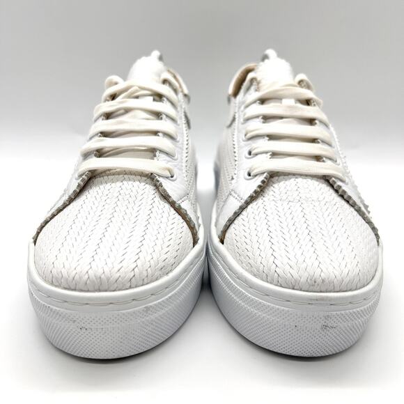 Ateliers Shoes Mens Size 41 White Woven Leather Low‎ Top Casual Sneakers Comfort - Picture 2 of 9